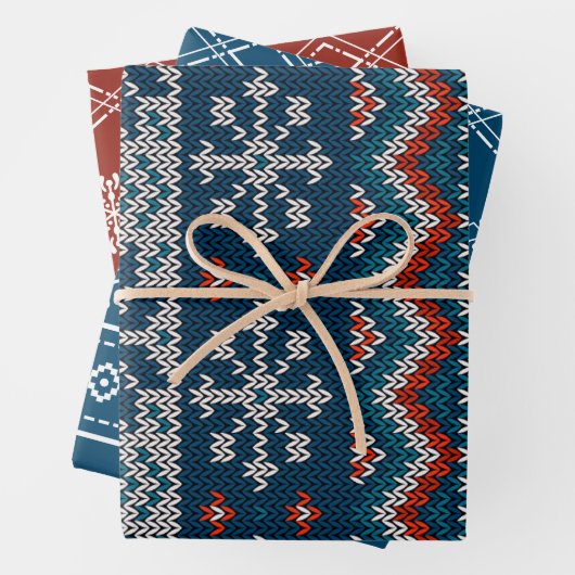 醜モダンいパーティー赤と青の醜いセーター ラッピングペーパーシート (インサイチュ)