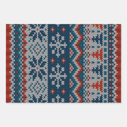 醜モダンいパーティー赤と青の醜いセーター ラッピングペーパーシート (正面)