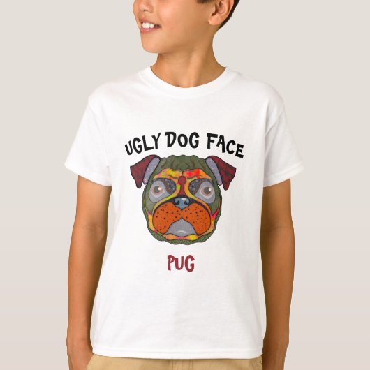 醜ユニークい犬の顔Tシャツ Tシャツ (正面)
