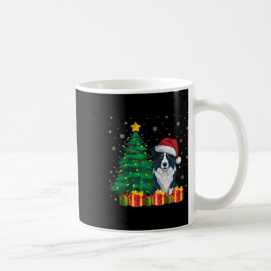 醜縁どいCollie Santa Hat Christmas Lights犬 コーヒーマグカップ (右)