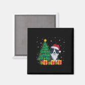 醜縁どいCollie Santa Hat Christmas Lights犬 マグネット (正面/裏面)