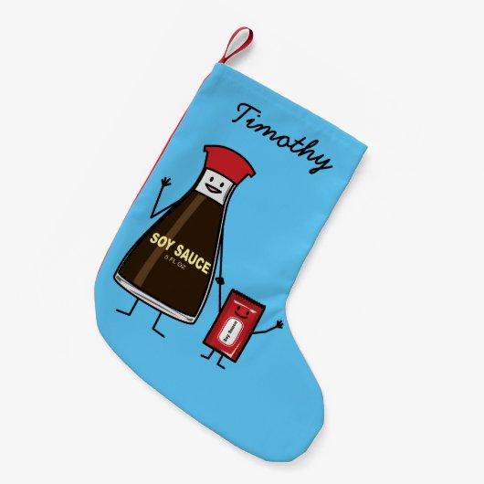 醤油のボトルの包みの子供の子供の香辛料のアジア人 スモールクリスマスストッキング (正面 (吊り時))