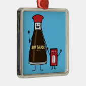 醤油のボトルの包みの子供の子供の香辛料のアジア人 メタルオーナメント (右)