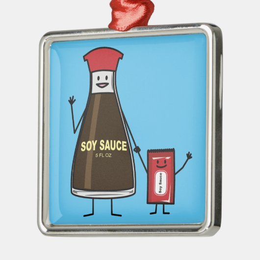 醤油のボトルの包みの子供の子供の香辛料のアジア人 メタルオーナメント (左)