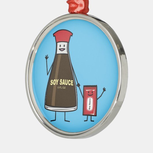 醤油のボトルの包みの子供の子供の香辛料のアジア人 メタルオーナメント (左)