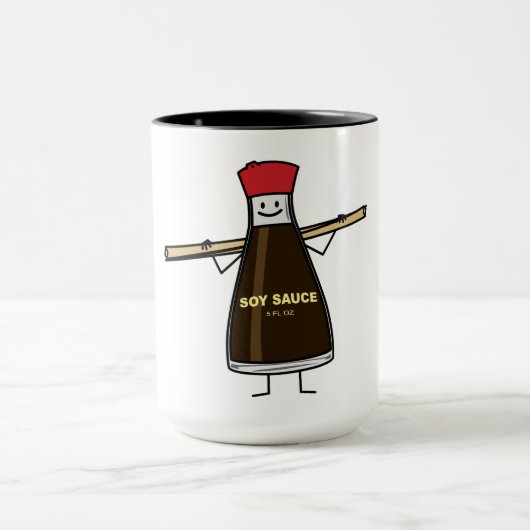 醤油のボトルの香辛料のアジア人の箸 マグカップ (中央)