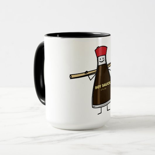 醤油のボトルの香辛料のアジア人の箸 マグカップ (正面左)