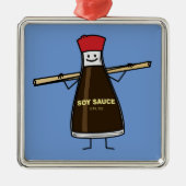 醤油のボトルの香辛料のアジア人の箸 メタルオーナメント (正面)