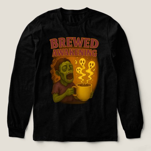 醸造の目覚めゾンビハロウィンコーヒー愛好家 トライブレンドＴシャツ (デザイン正面)