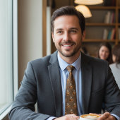 醸造はっきりした – コーヒーカップパターン ネクタイ