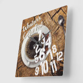 醸造コーヒーが先 – 何でも スクエア壁時計 (傾斜)