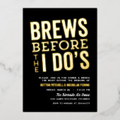 醸造所のリハーサル前のブルームの夕食の黒 箔招待状 (正面)