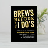 醸造所のリハーサル前のブルームの夕食の黒 箔招待状 (立ち正面)