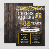 醸造所の誕生日 チェアーズ＆ビール 45周年おめでとう 招待状 (正面/裏面)