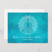 釈迦仏来の中からの平和 |ティール(緑がかった色) ポストカード (正面/裏面)