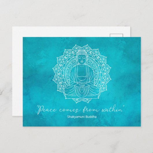 釈迦仏来の中からの平和 |ティール（緑がかった色） ポストカード (正面/裏面)