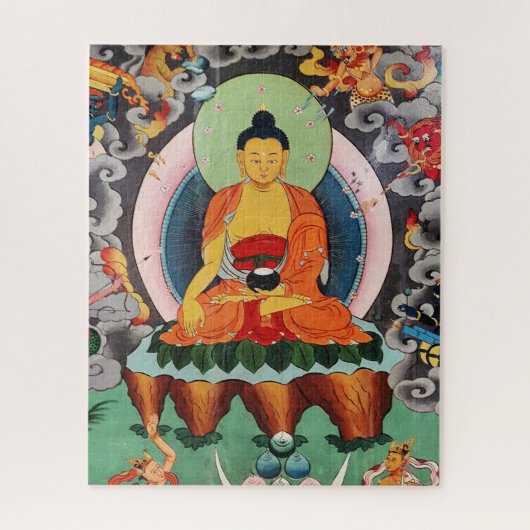 釈迦牟尼仏、チベット絵画語、仏教 ジグソーパズル (縦)