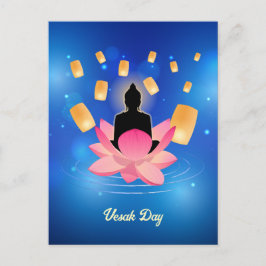 釈迦誕生日仏陀蓮のランタン ヴェサクの日 ヴァイシャーカ ポストカード