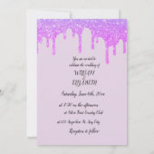 釉薬結婚はピンクの紫きらめく色に乾く 招待状 (裏面)