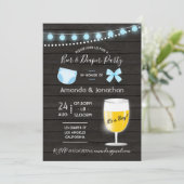 里庭のビールとおむつ 赤ちゃん男の子のシャワー 招待状 (スタンド正面)