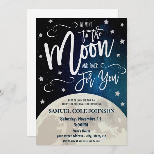 里親お披露目パーティーのご案内 招待状 (正面/裏面)