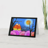 里親のためのハロウィーン,キャンディーコーンカップル カード (正面)