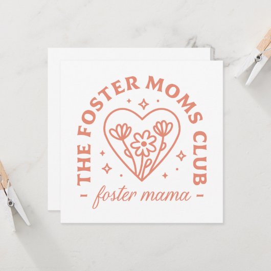 里親ママ養子縁組ママ母の日カワイイ カード (正面/裏面インサイチュ)