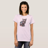 里親募集中のかわいいカラフルな子猫 Tシャツ (正面フル)