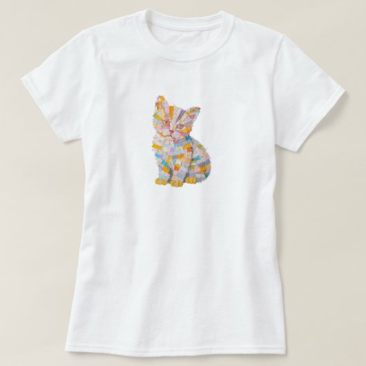 里親募集中のかわいいカラフルな子猫 Tシャツ (デザイン正面)
