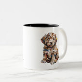 里親募集中のかわいい子犬 ツートーンマグカップ (正面右)