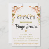 里親歓迎シャワー 緑と茶色の植物 招待状 (正面)