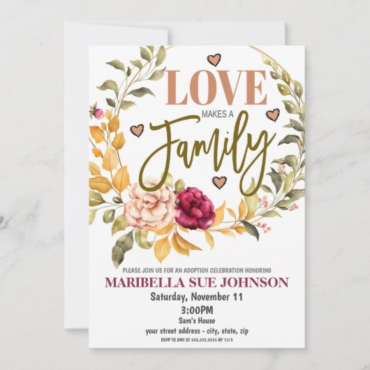 里親歓迎会のお知らせ 招待状 (正面)