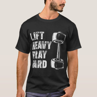 重いものを持ち上げ 祈りを捧げよ キリスト教 ジム ファミリー Tシャツ