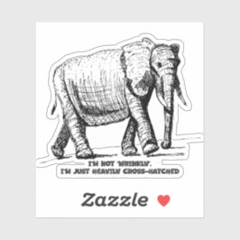 重いクロスハッチの象 シール