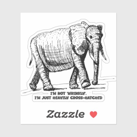 重いクロスハッチの象 シール (シート)