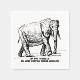 重いクロスハッチの象 スタンダードカクテルナプキン