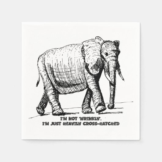 重いクロスハッチの象 スタンダードカクテルナプキン (正面)