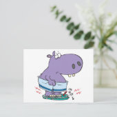 重いヒッポのブレイクスケールのダイエットユーモア ポストカード (スタンド正面)