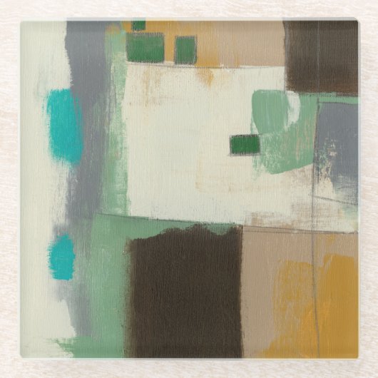 重いブラシの打撃との表現主義者の絵画 ガラスコースター (正面)