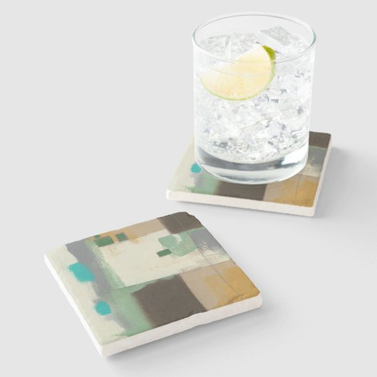 重いブラシの打撃との表現主義者の絵画 ストーンコースター (横)