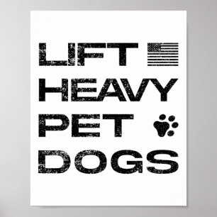 重いペット犬を抱える ファニージムワークアウトTシャツ ウエイトリフティング ポスター