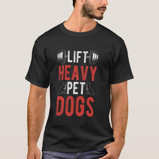 重いペット犬を持ち上げる重量挙げ犬の恋人スポーツ Tシャツ (正面)