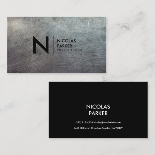 重い傷付けられたブラシをかけられた金属の質のモノグラム 名刺 (正面/裏面)