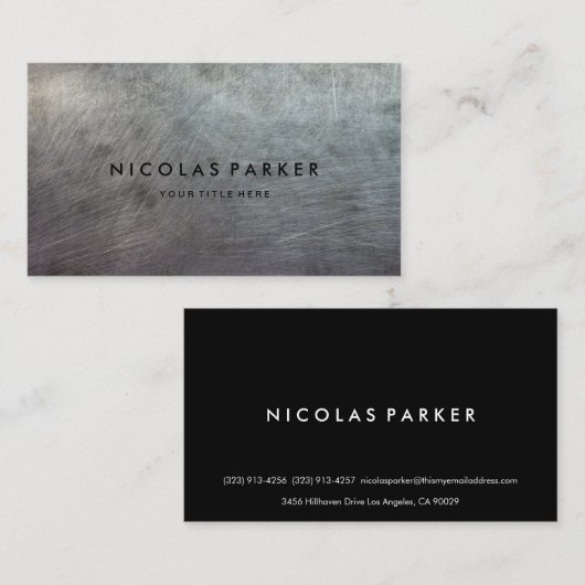 重い傷付けられたブラシをかけられた金属の質 名刺 (正面/裏面)