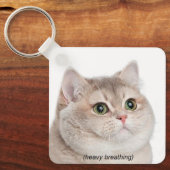 重い呼吸をする猫のミーム両面キーチェーン キーホルダー (正面)