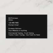 重い牽引牽引トラックドライバー 名刺 (裏面)