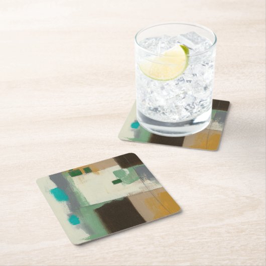 重い絵画ブラシストロークの表現者 スクエアペーパーコースター (インサイチュ)