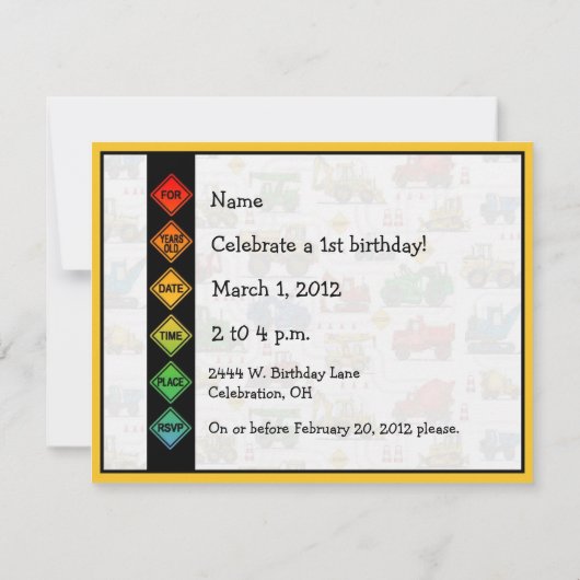 重い装置のテーマはパーティの招待状をからかいます 招待状 (裏面)