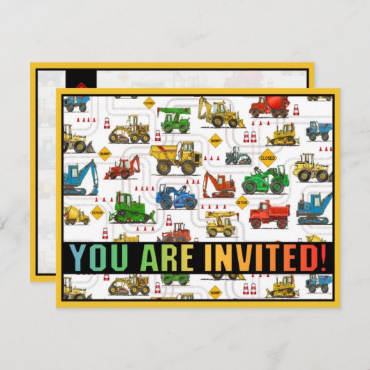 重い装置のテーマはパーティの招待状をからかいます 招待状 (正面/裏面)