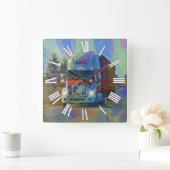 重い輸送の赤いトラックの柱時計 スクエア壁時計 (ホーム)